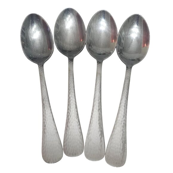 4 Reed Barton Olde English Hammered Spoon 6.25" stainless baroque styled - Picture 1 of 7